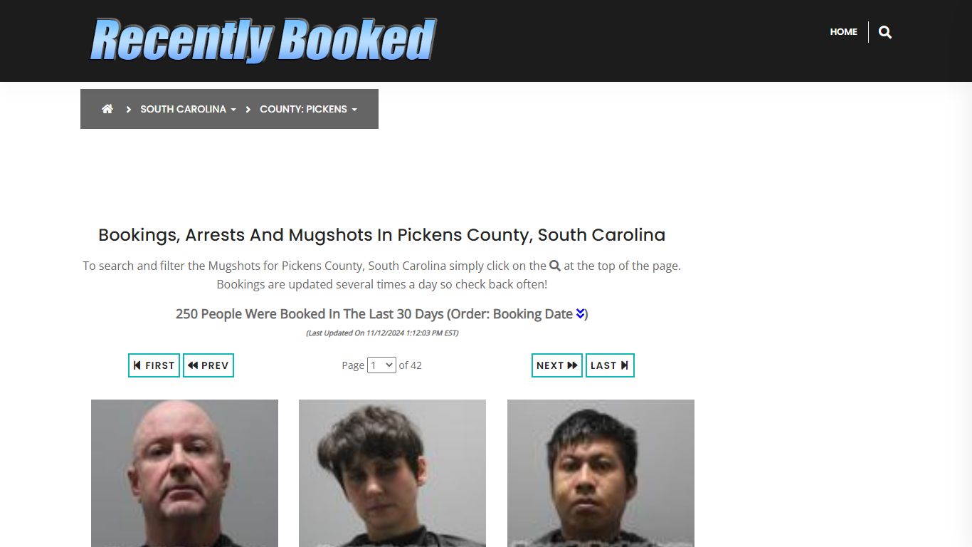 Bookings, Arrests and Mugshots in Pickens County, South Carolina