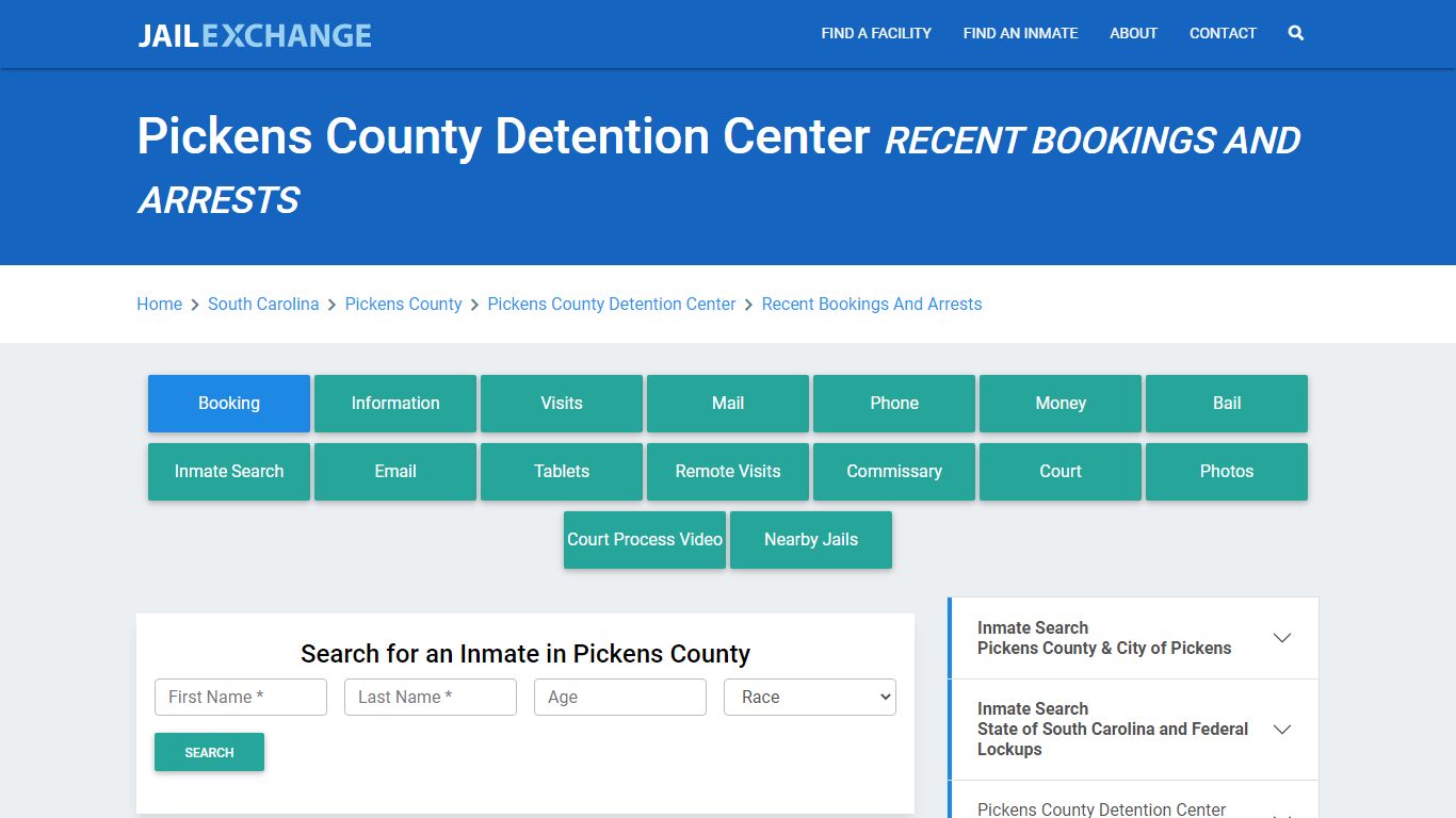 Pickens County Detention Center Recent Bookings And Arrests - Jail Exchange